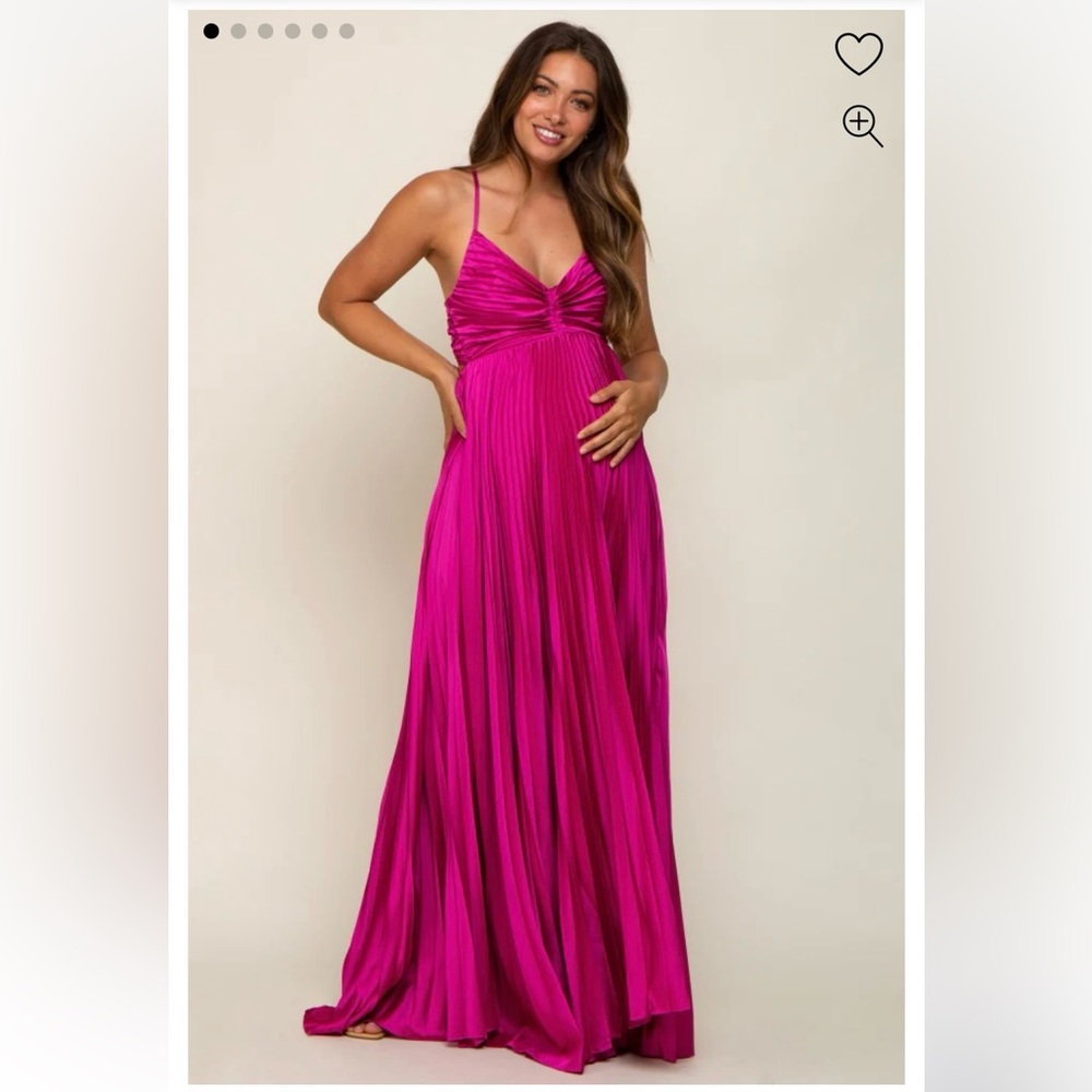 Satin pleated cut out maternity dress